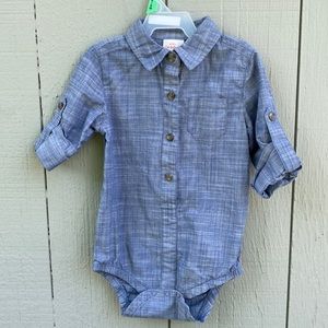 Cat & Jack baby 24M 💯cotton bodysuit l/s - roll up button, denim color